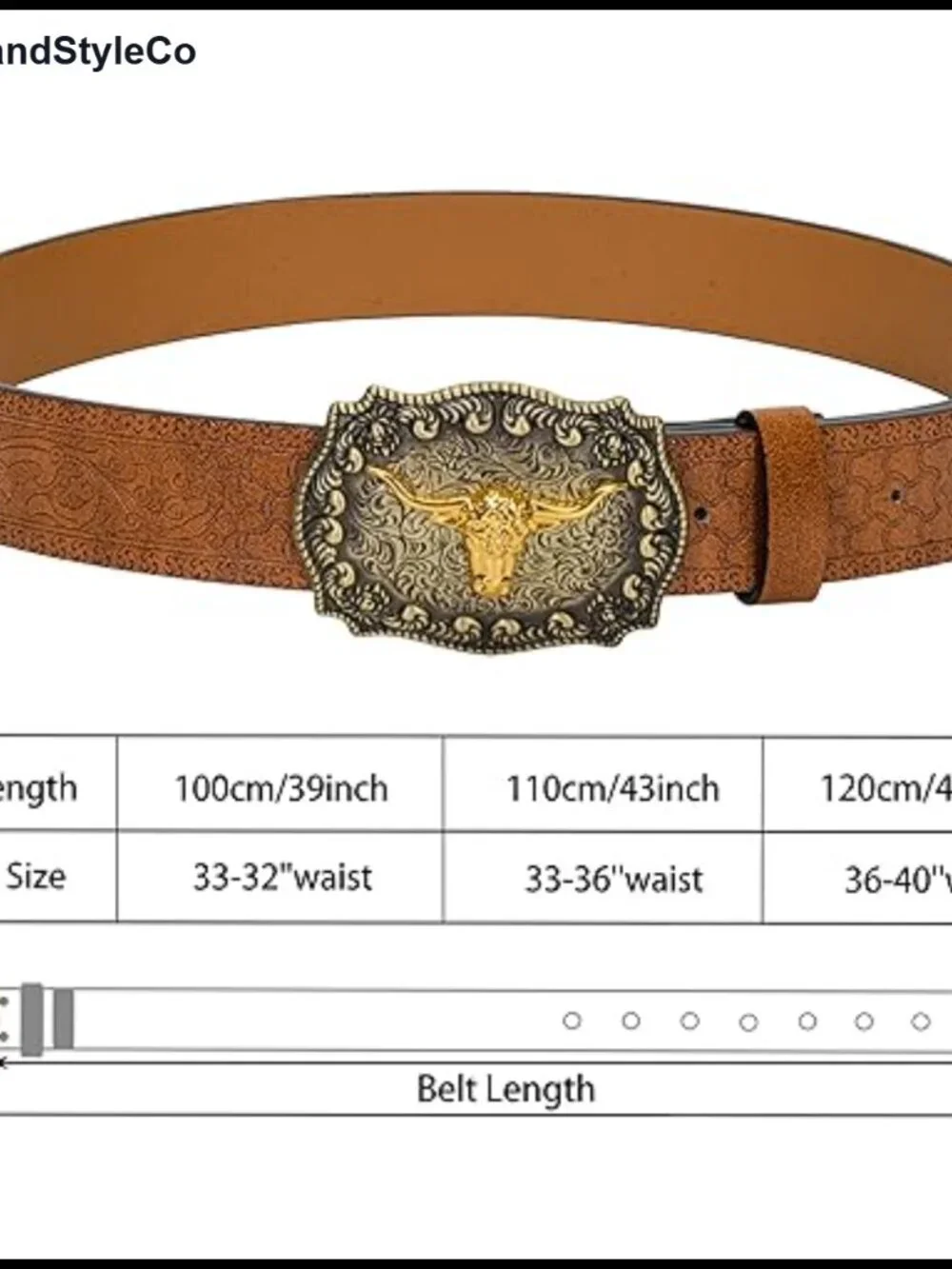 Vintage Floral Engraved Western Belt Bull Head Buckle PU Leather Waist Belt